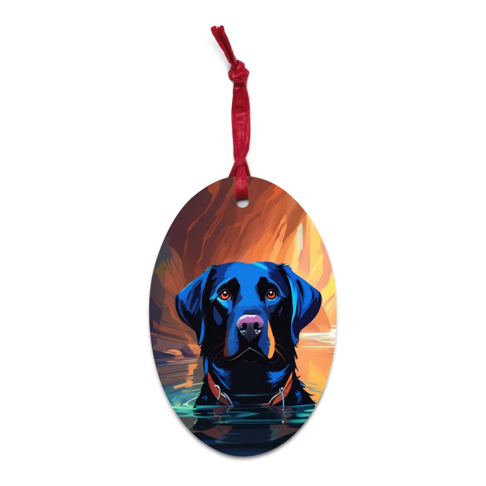 PugMug Custom Black Labrador Retriever Wooden Ornament