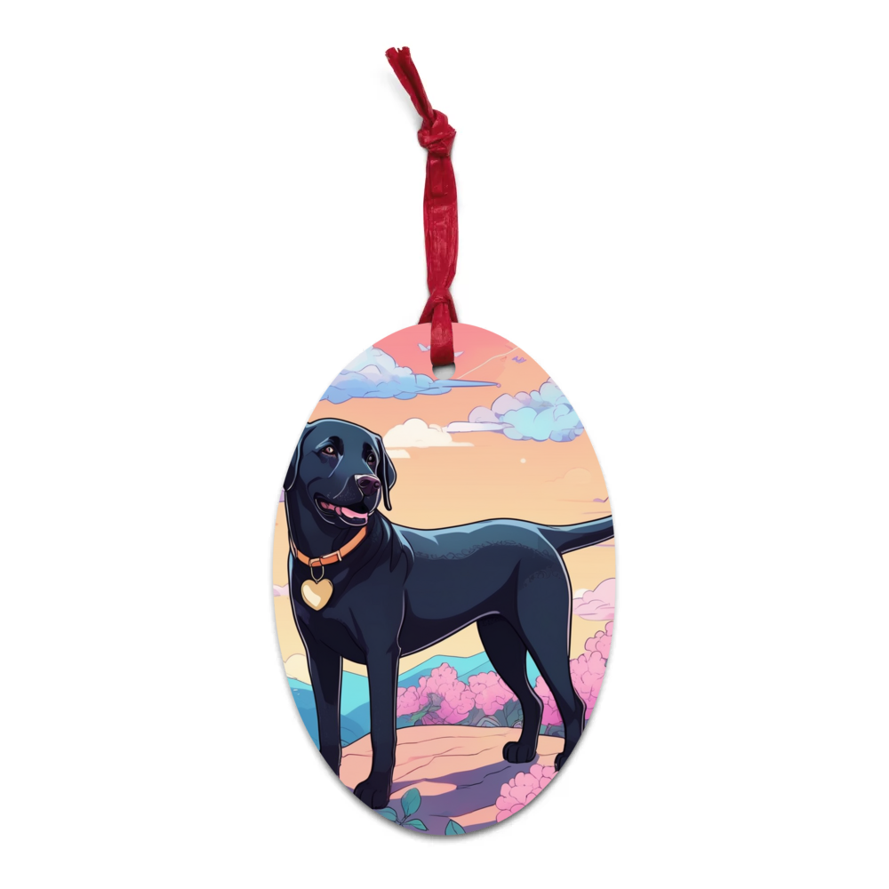 PugMug Custom Black Labrador Retriever Wooden Ornament