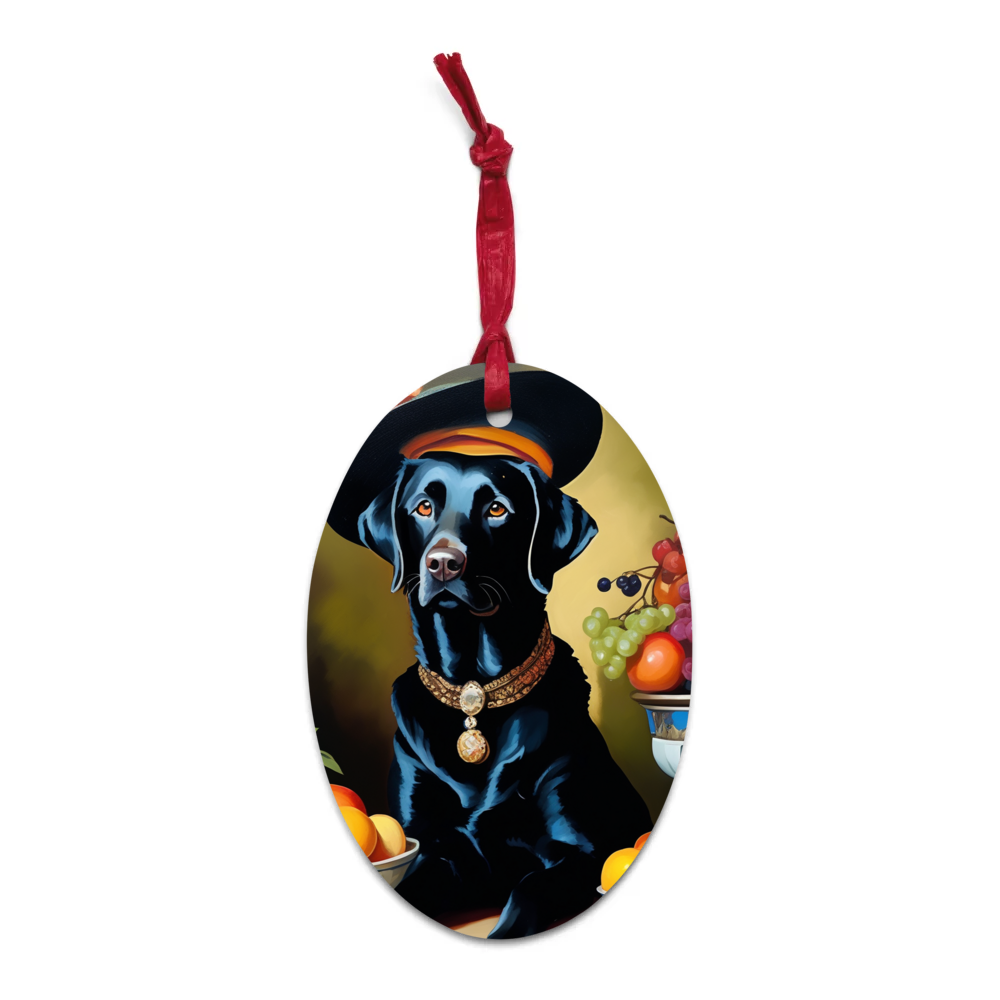 PugMug Custom Black Labrador Retriever Wooden Ornament