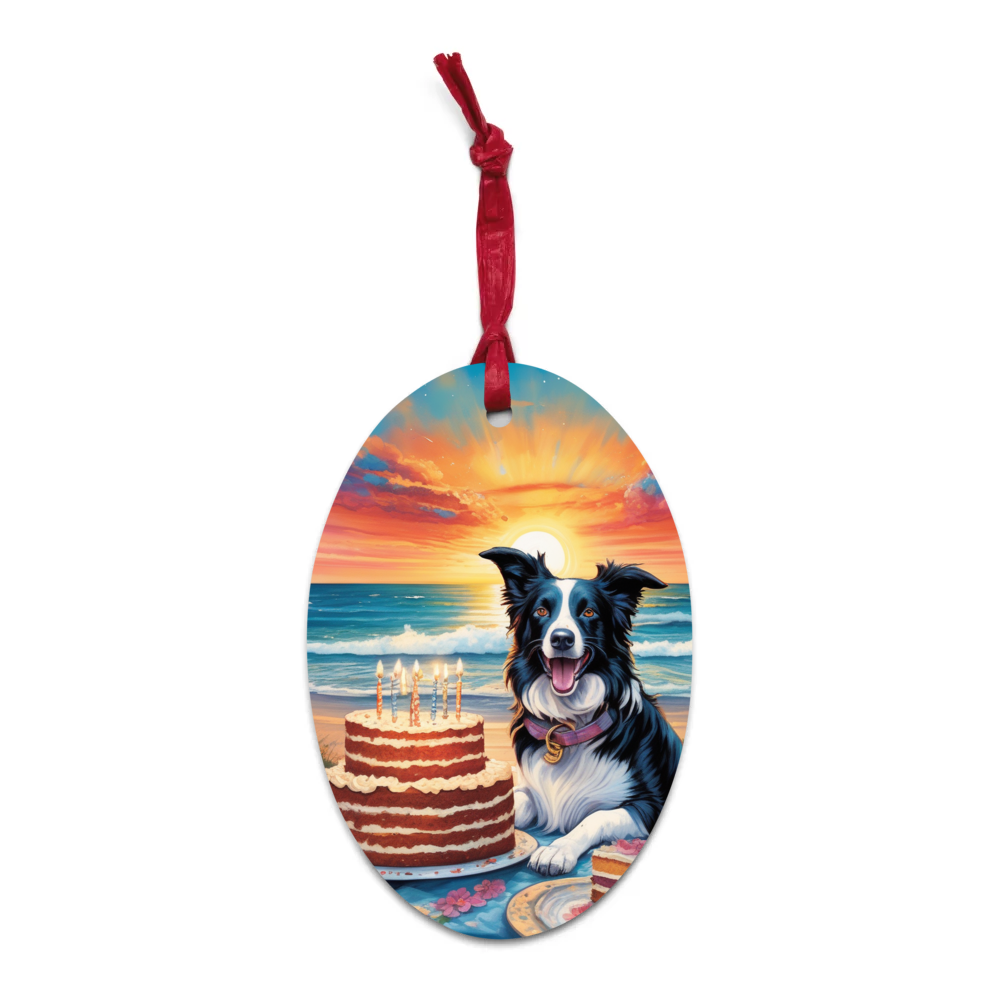 PugMug Custom Border Collie Wooden Ornament