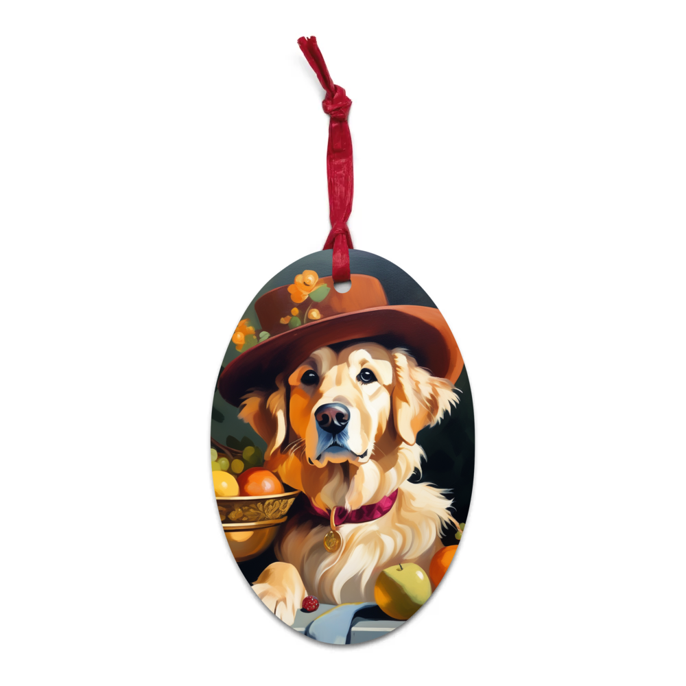 PugMug Custom Golden Retriever Wooden Ornament