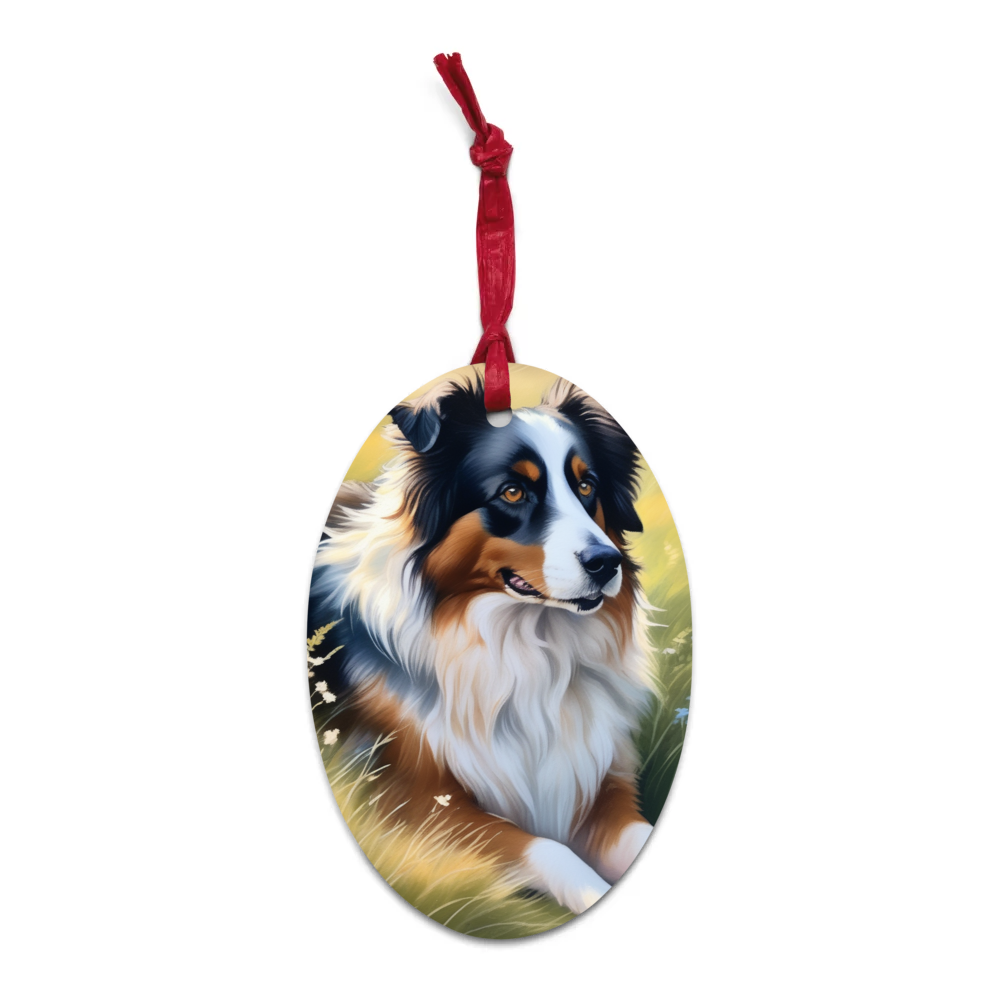 PugMug Custom Miniature American Shepherd Wooden Ornament