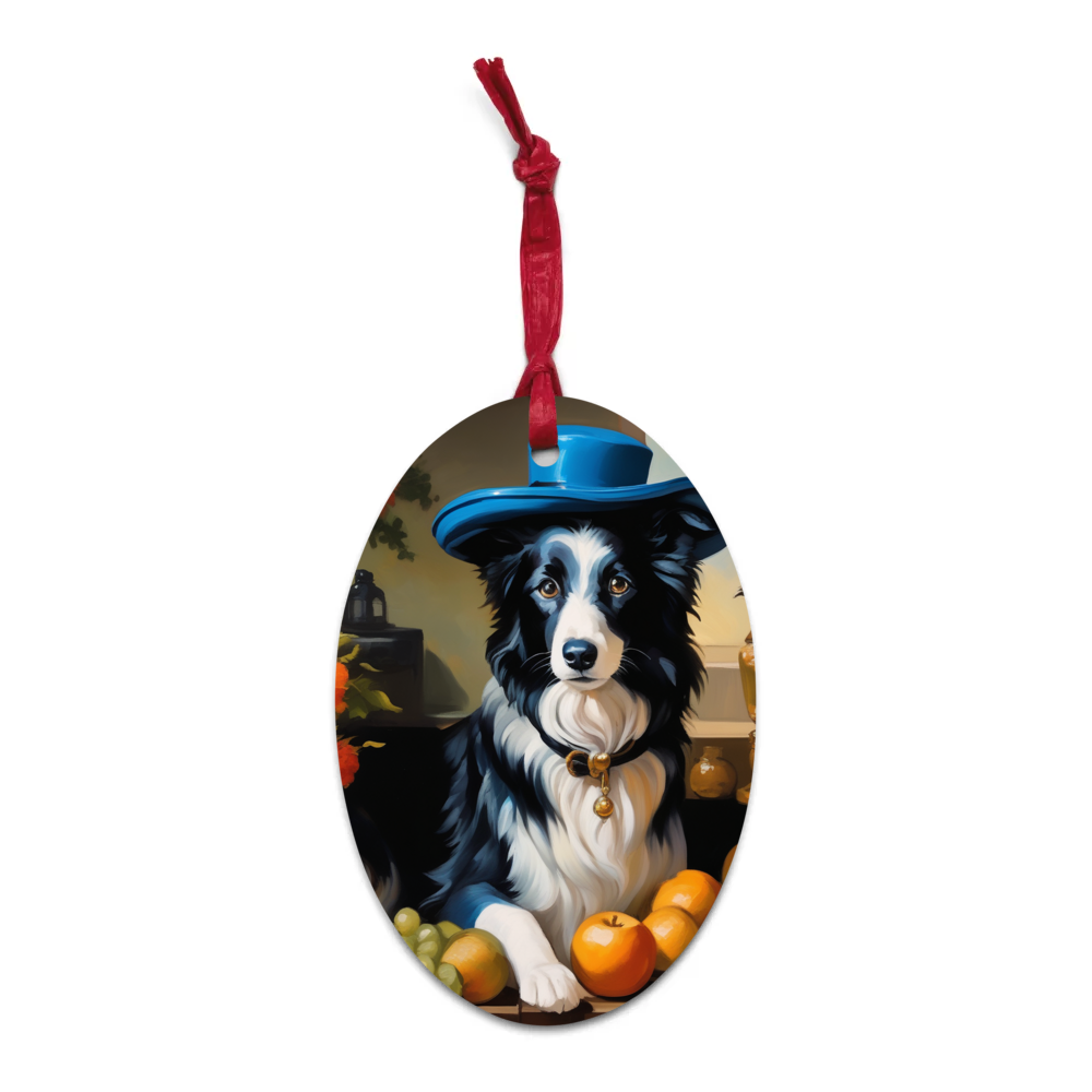 PugMug Custom Border Collie Wooden Ornament