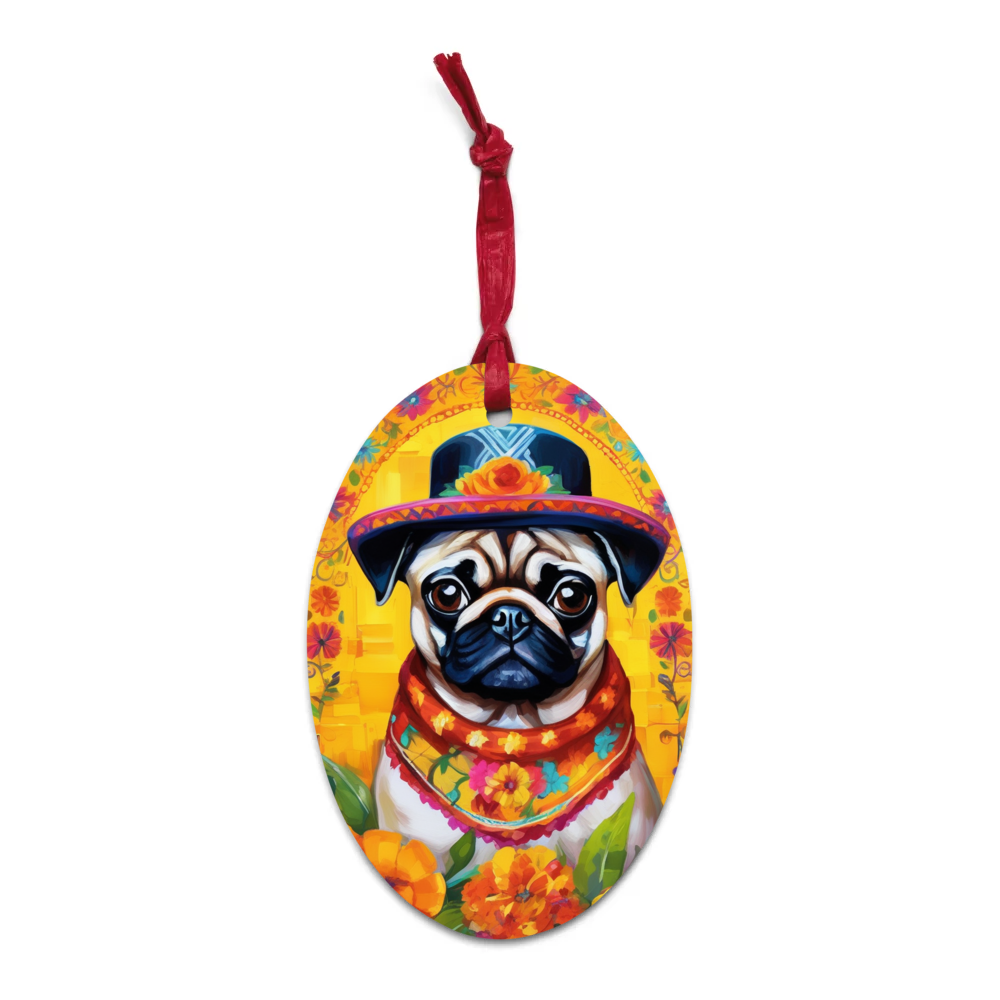 PugMug Custom Pug Wooden Ornament