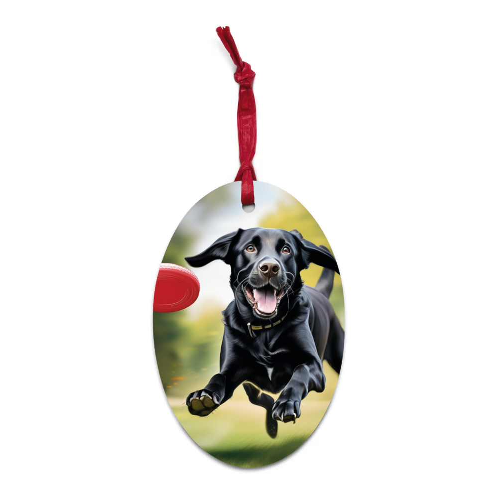 PugMug Custom Black Labrador Retriever Wooden Ornament