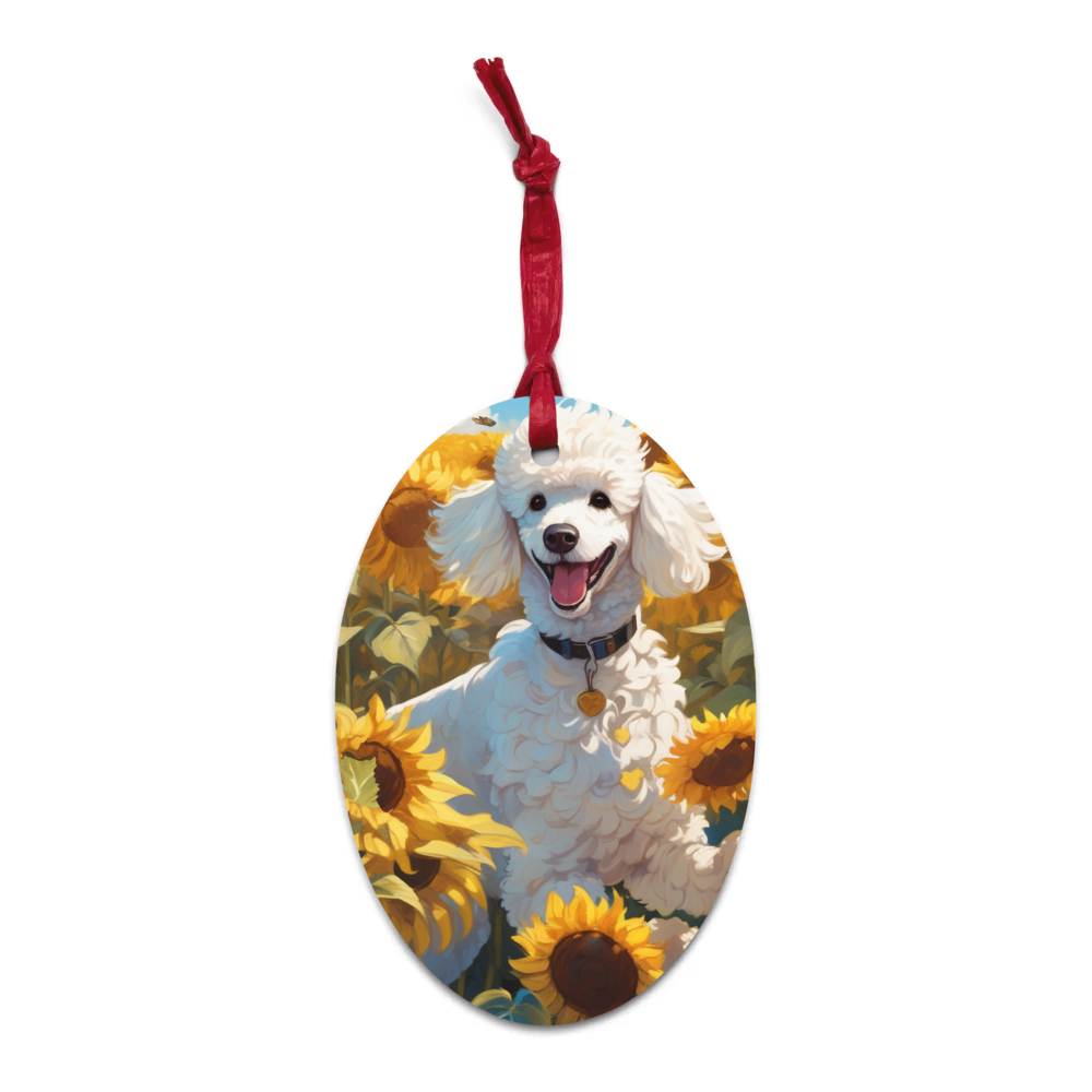 PugMug Custom White Poodle Wooden Ornament