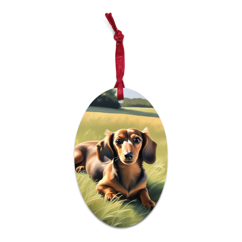 PugMug Custom Tan Dachshund Wooden Ornament
