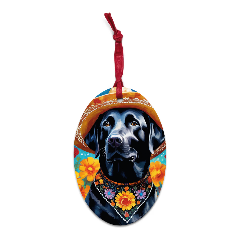 PugMug Custom Black Labrador Retriever Wooden Ornament