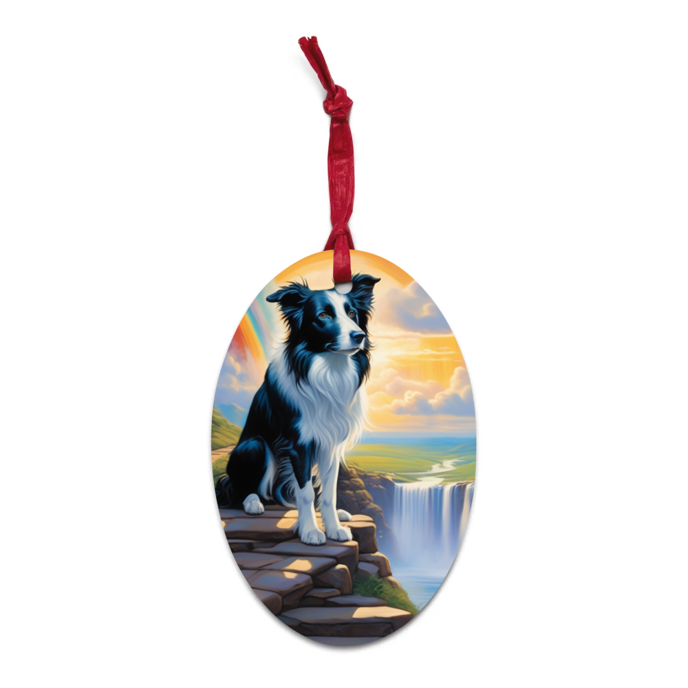 PugMug Custom Border Collie Wooden Ornament