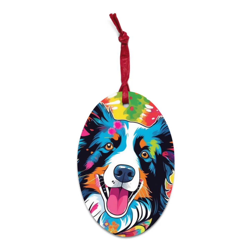 PugMug Custom Border Collie Wooden Ornament