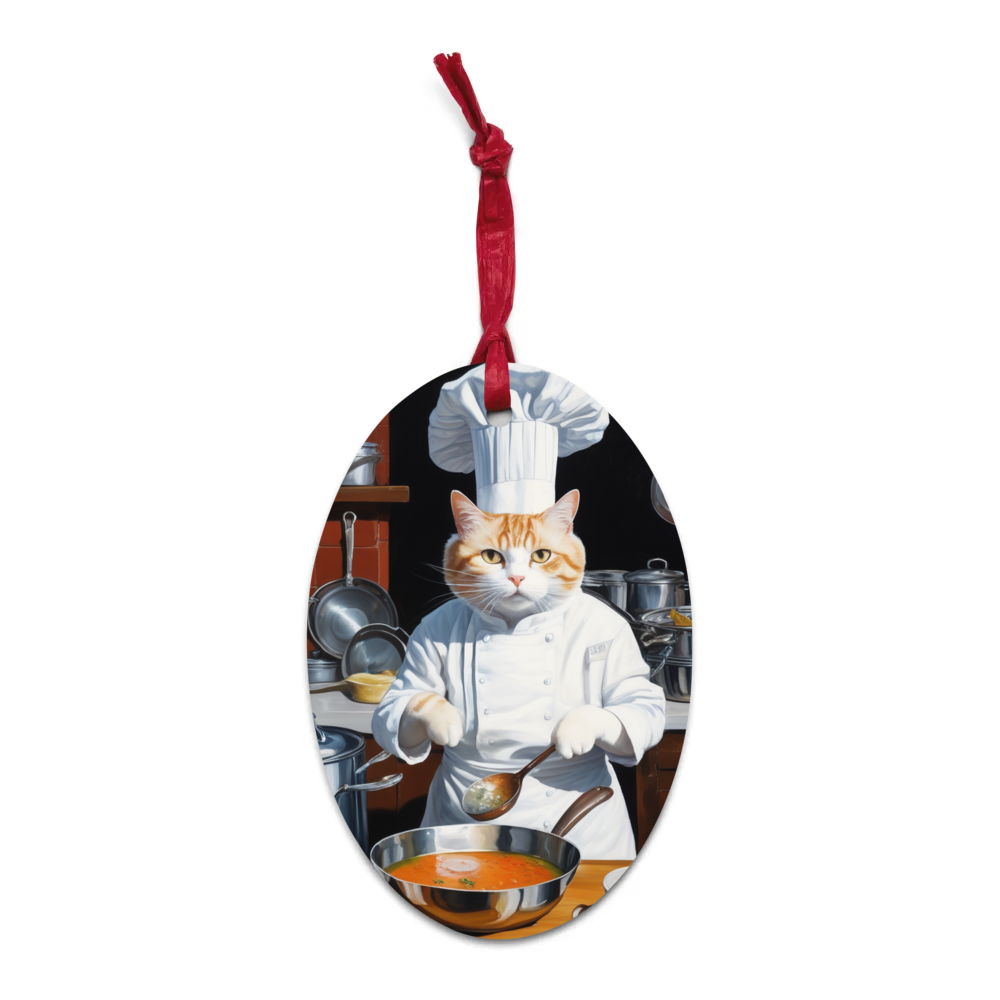 PugMug Custom White Companion Cat Wooden Ornament