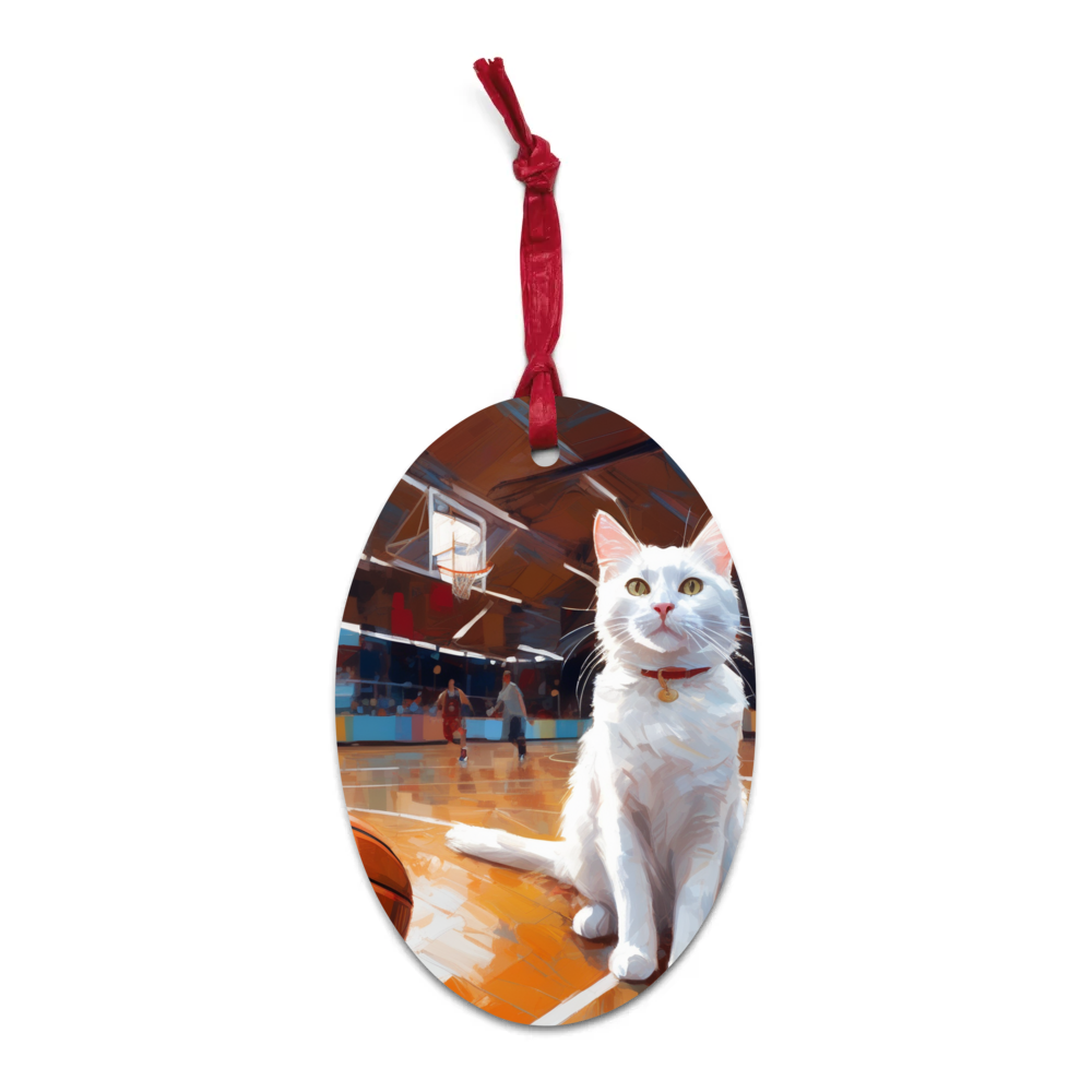 PugMug Custom White Companion Cat Wooden Ornament