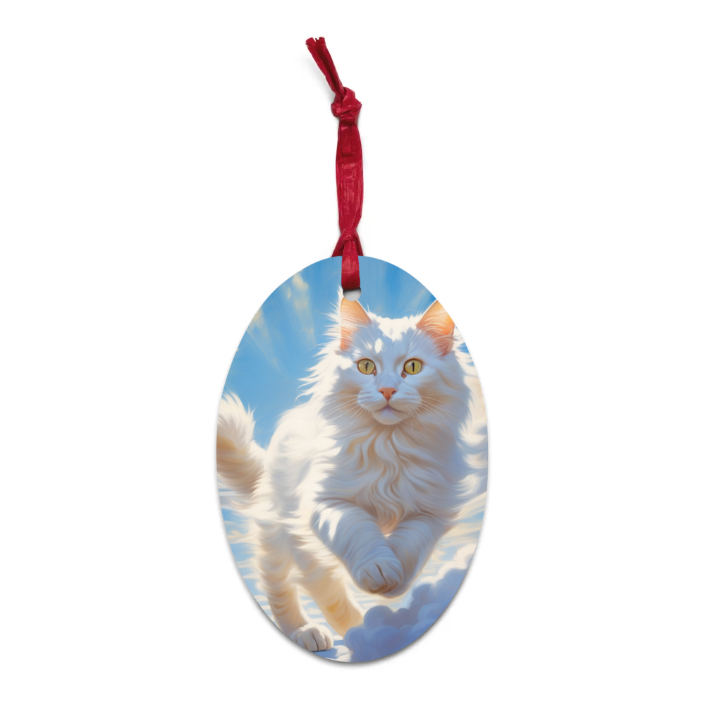 PugMug Custom White Companion Cat Wooden Ornament
