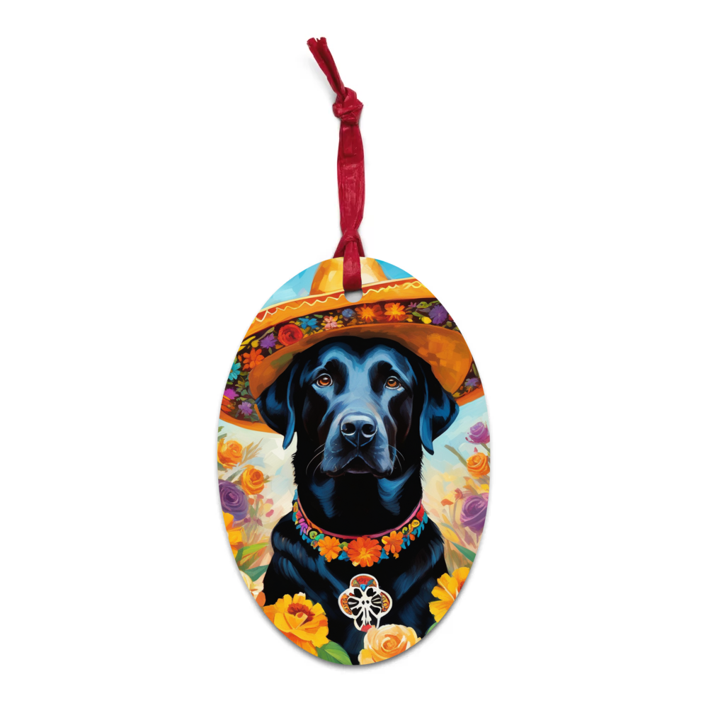 PugMug Custom Black Labrador Retriever Wooden Ornament