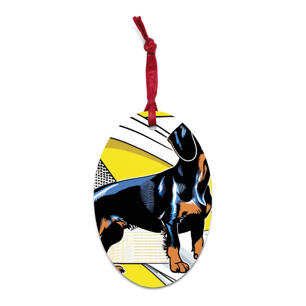 PugMug Custom Black Dachshund Wooden Ornament