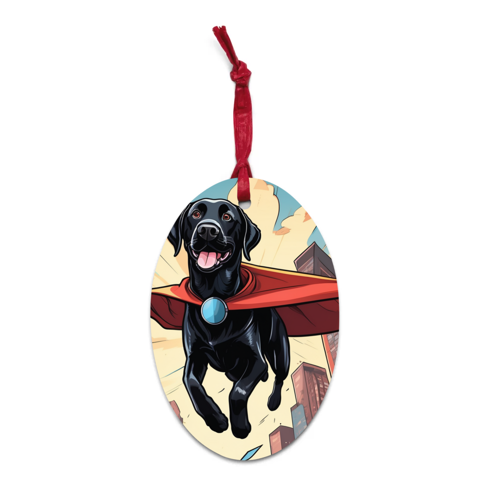PugMug Custom Black Labrador Retriever Wooden Ornament