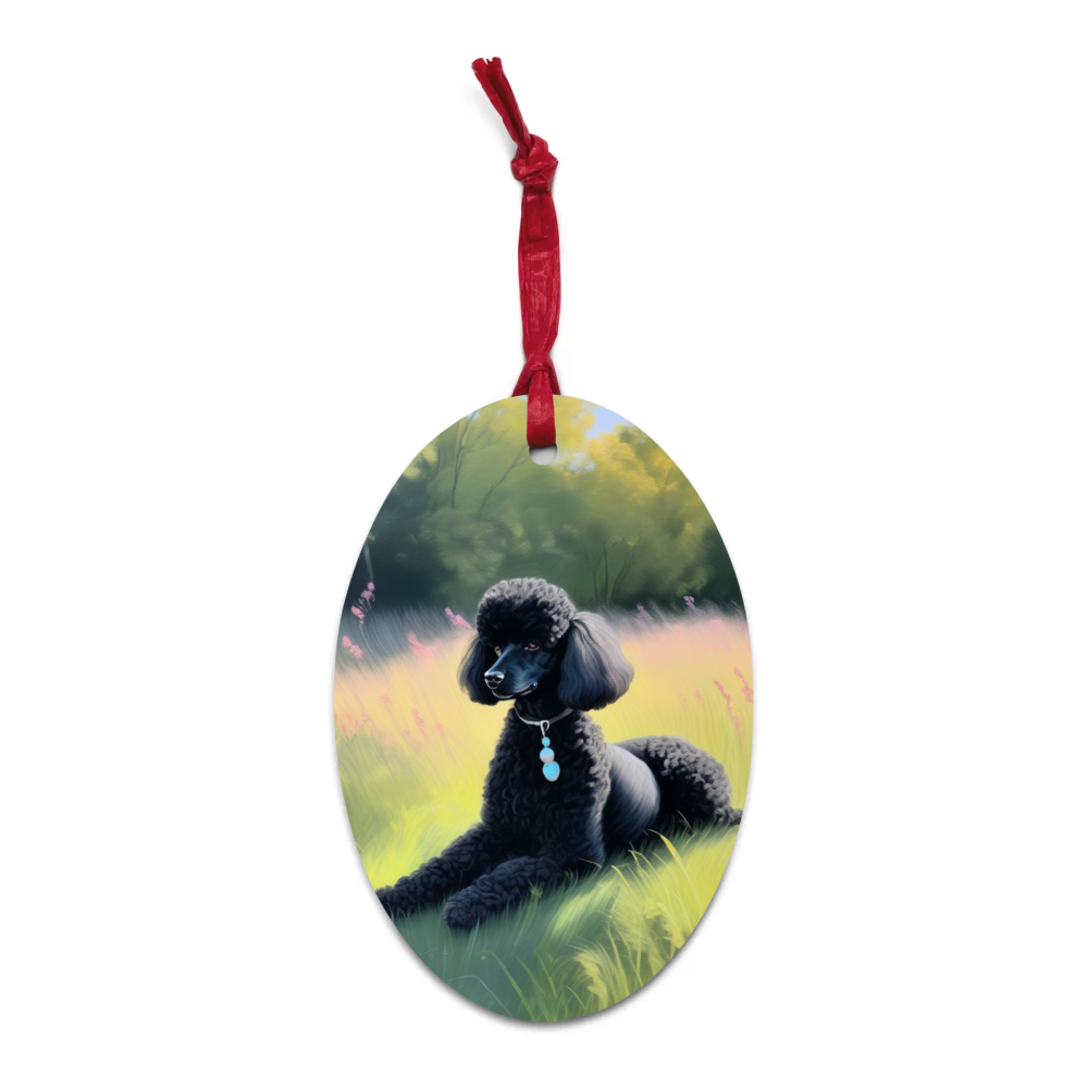 PugMug Custom Black Poodle Wooden Ornament