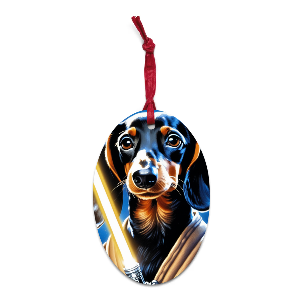 PugMug Custom Black Dachshund Wooden Ornament