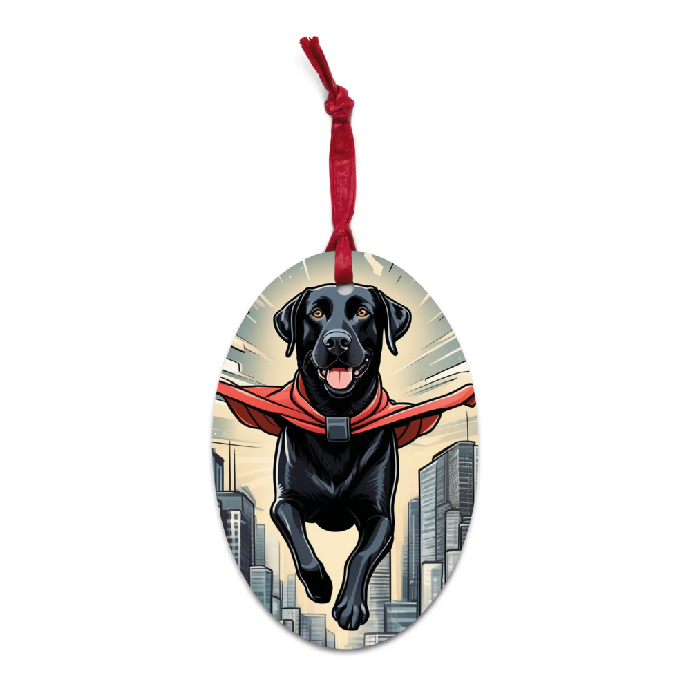 PugMug Custom Black Labrador Retriever Wooden Ornament