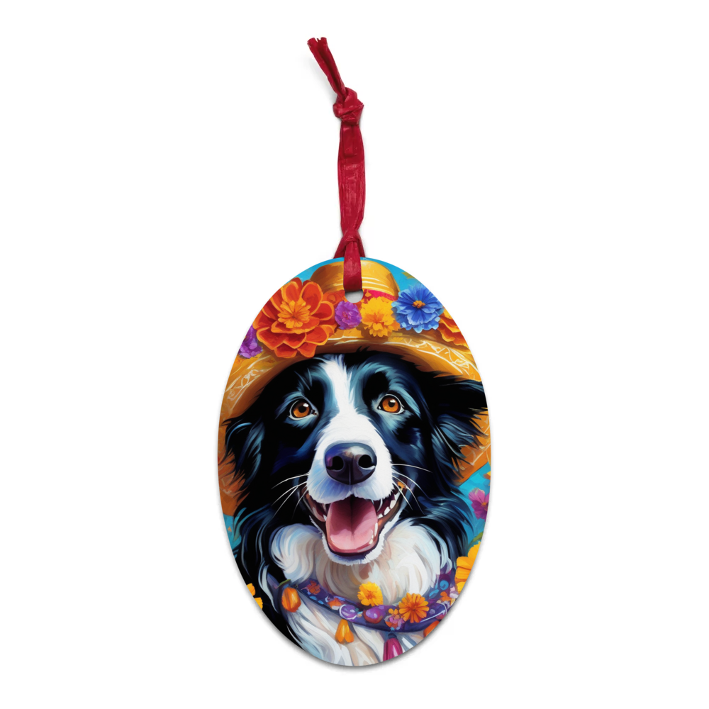 PugMug Custom Border Collie Wooden Ornament