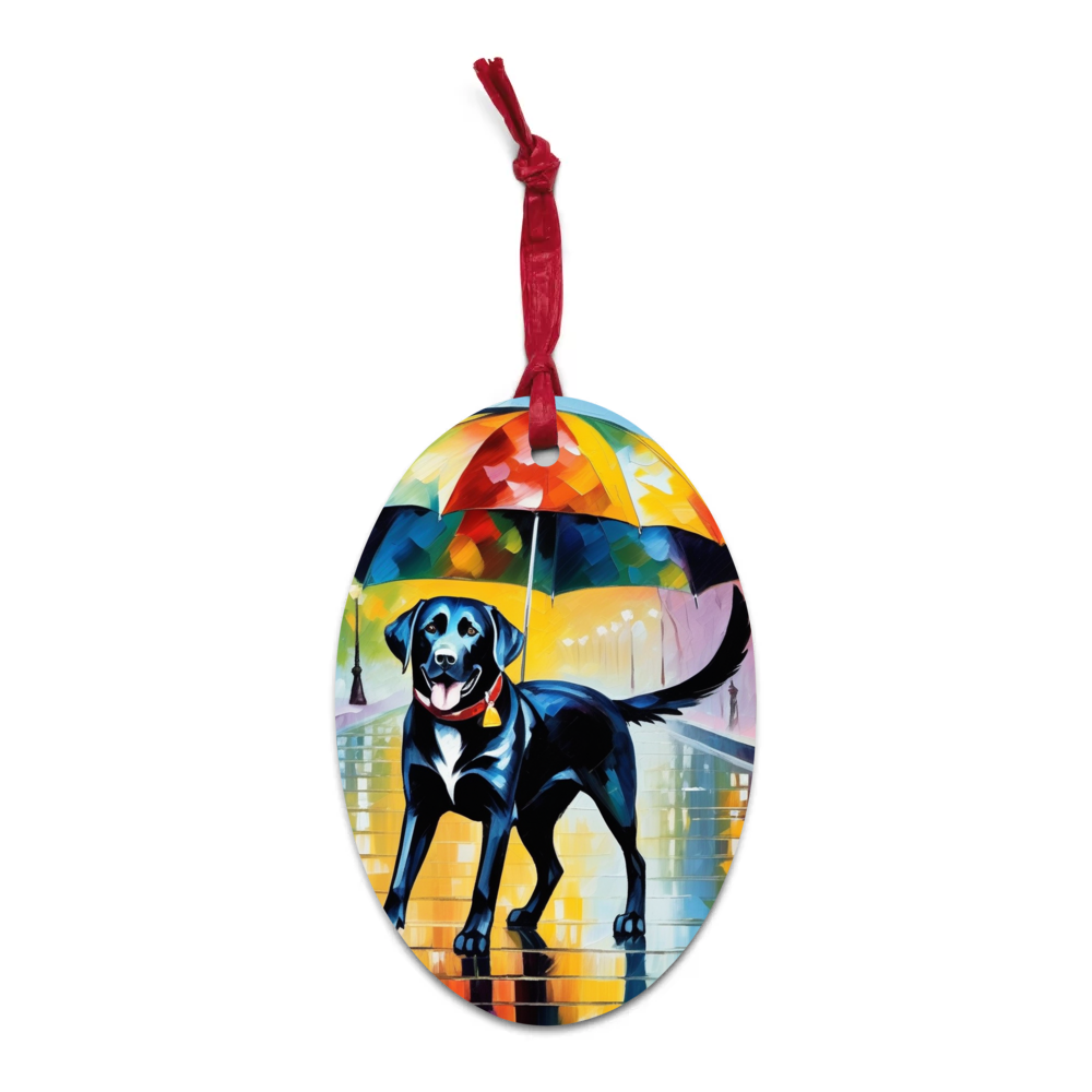 PugMug Custom Black Labrador Retriever Wooden Ornament