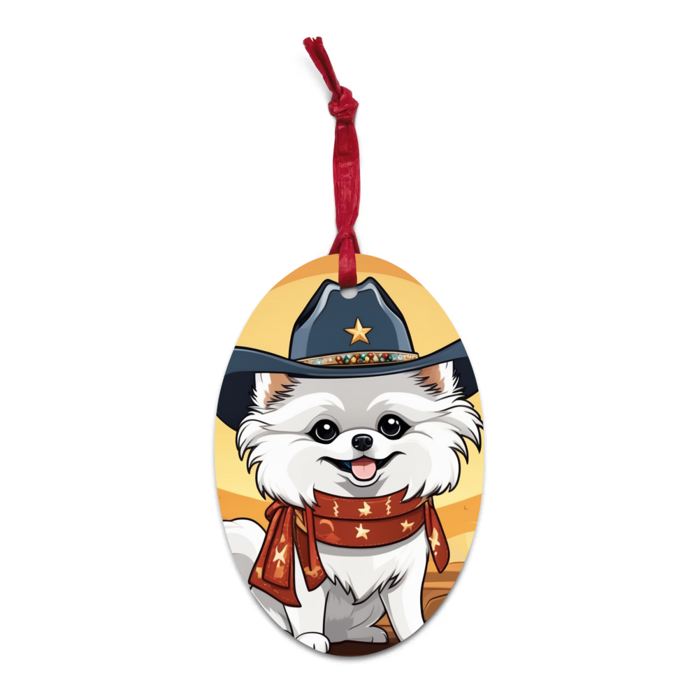 PugMug Custom White Pomeranian Wooden Ornament