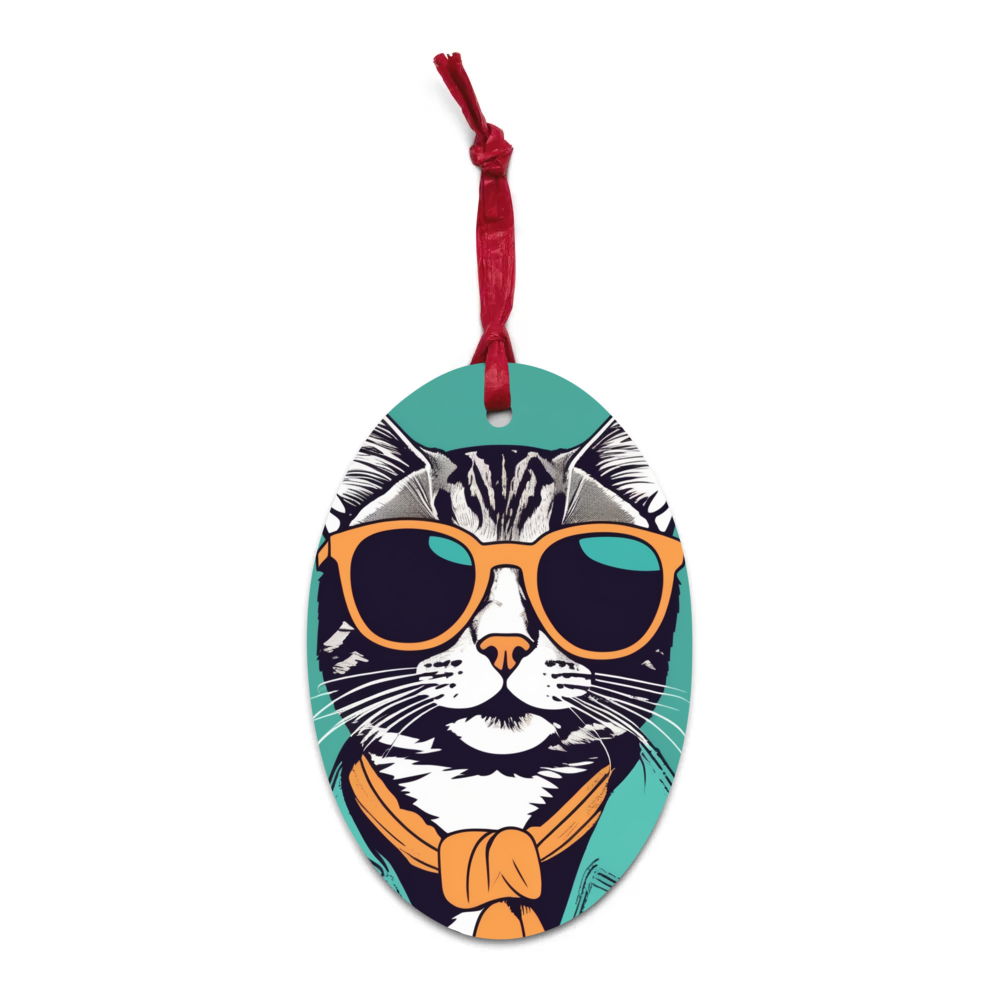 PugMug Custom Tabby Companion Cat Wooden Ornament