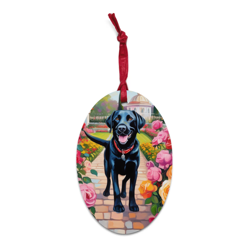 PugMug Custom Black Labrador Retriever Wooden Ornament