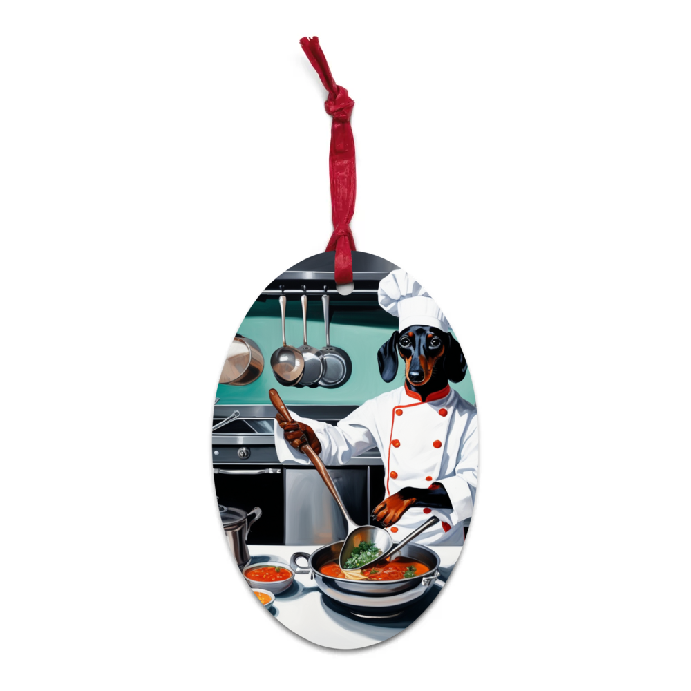 PugMug Custom Black Dachshund Wooden Ornament