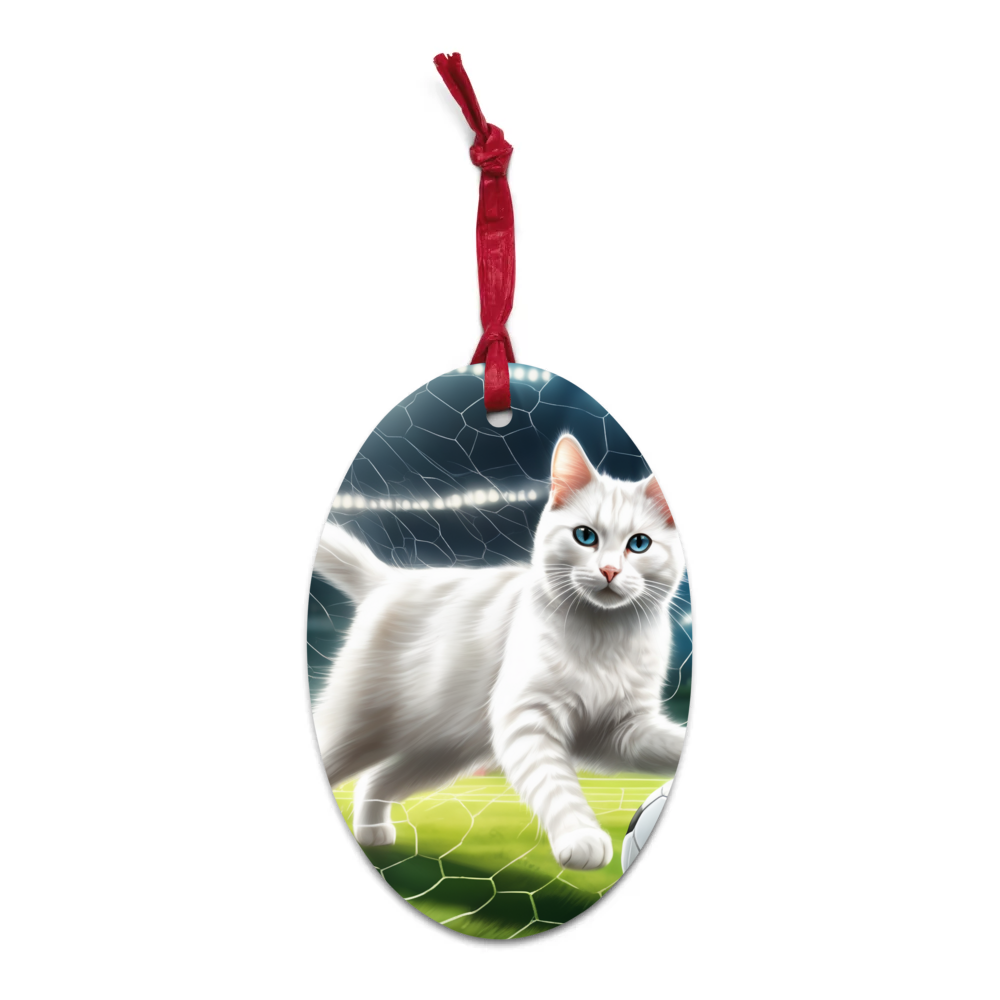 PugMug Custom White Companion Cat Wooden Ornament
