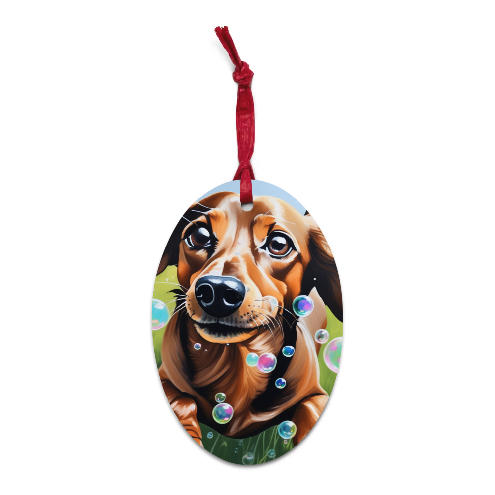 PugMug Custom Tan Dachshund Wooden Ornament
