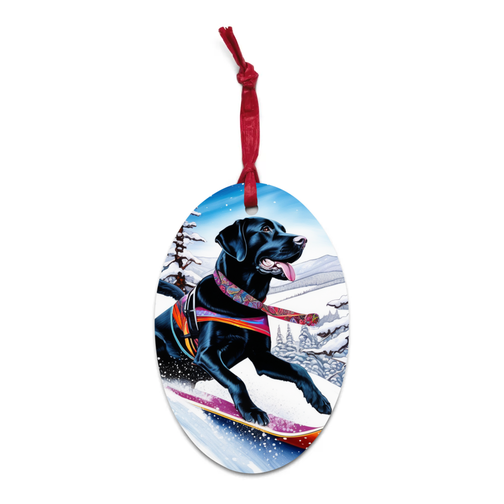 PugMug Custom Black Labrador Retriever Wooden Ornament