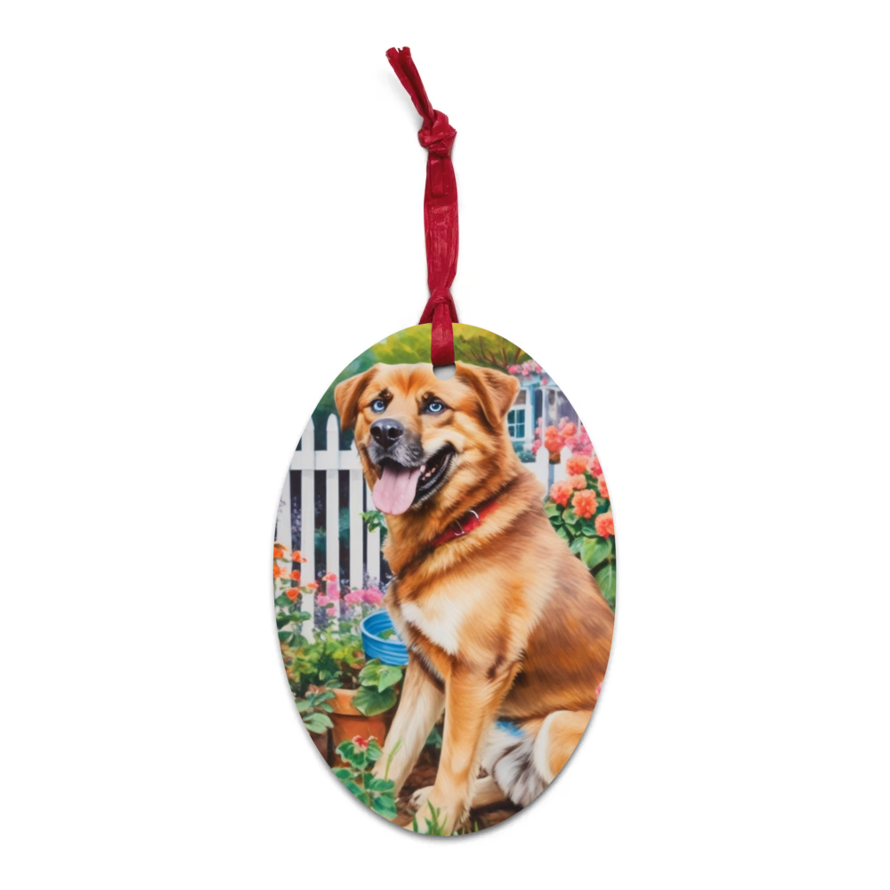 PugMug Custom Blue Wooden Ornament