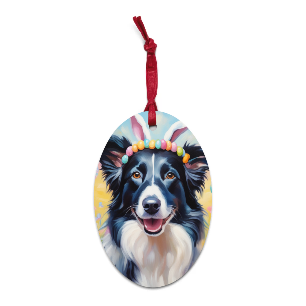 PugMug Custom Border Collie Wooden Ornament