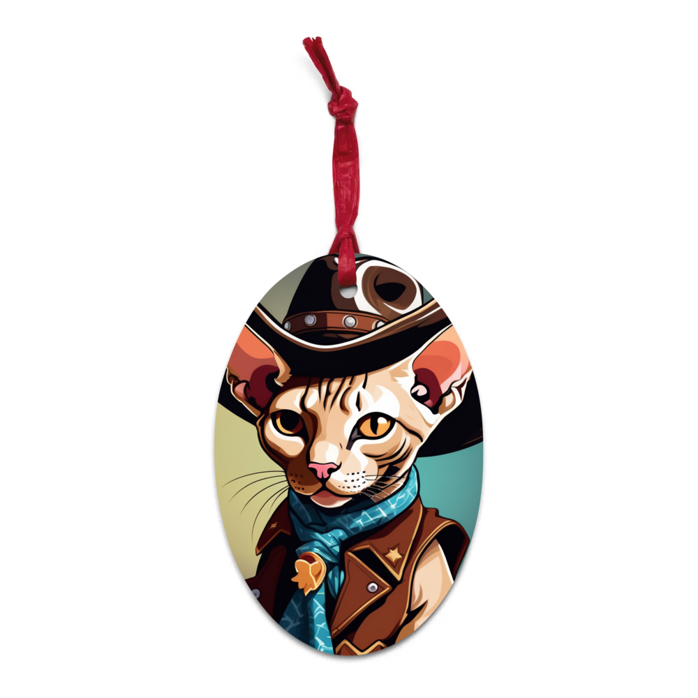 PugMug Custom Tabby Sphynx Cat Wooden Ornament