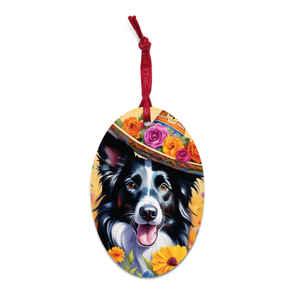 PugMug Custom Border Collie Wooden Ornament