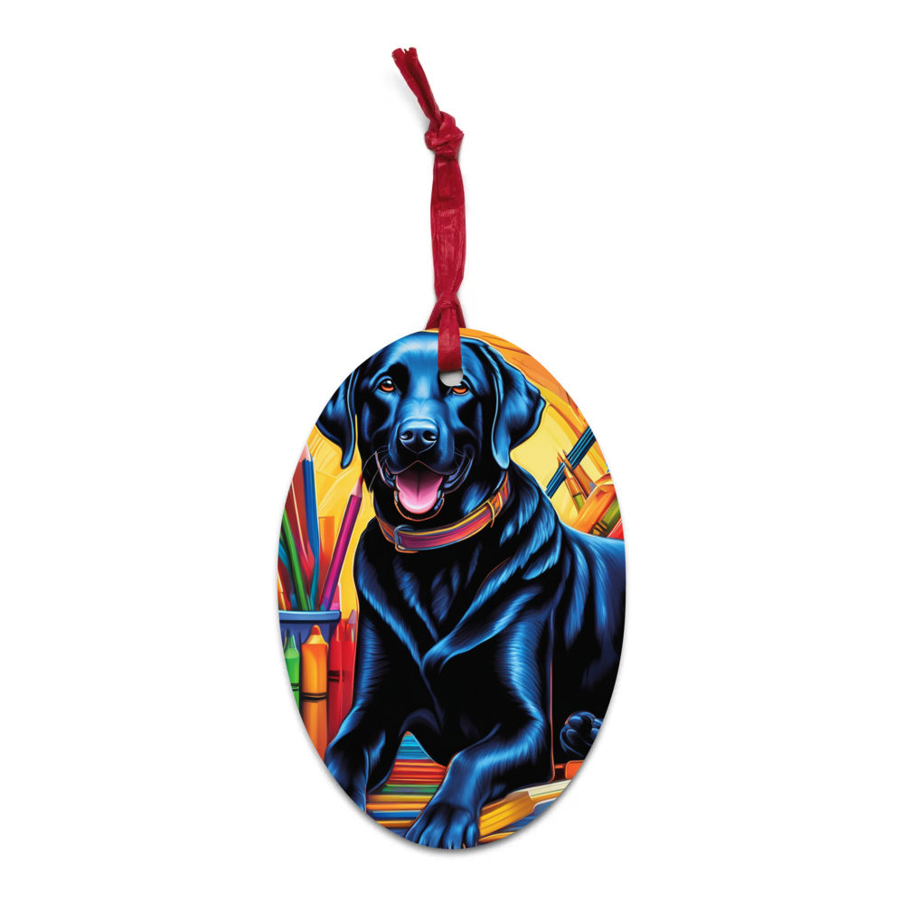 PugMug Custom Black Labrador Retriever Wooden Ornament