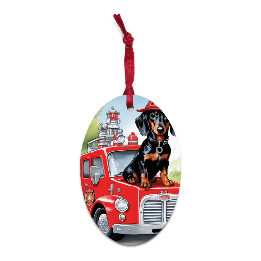 PugMug Custom Black Dachshund Wooden Ornament