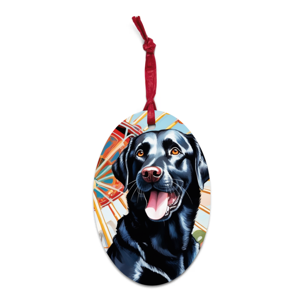 PugMug Custom Black Labrador Retriever Wooden Ornament