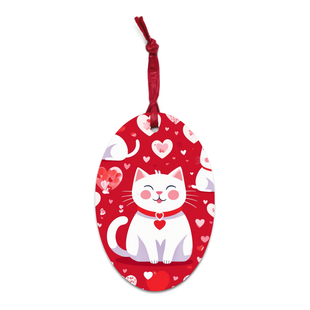 PugMug Custom White Companion Cat Wooden Ornament