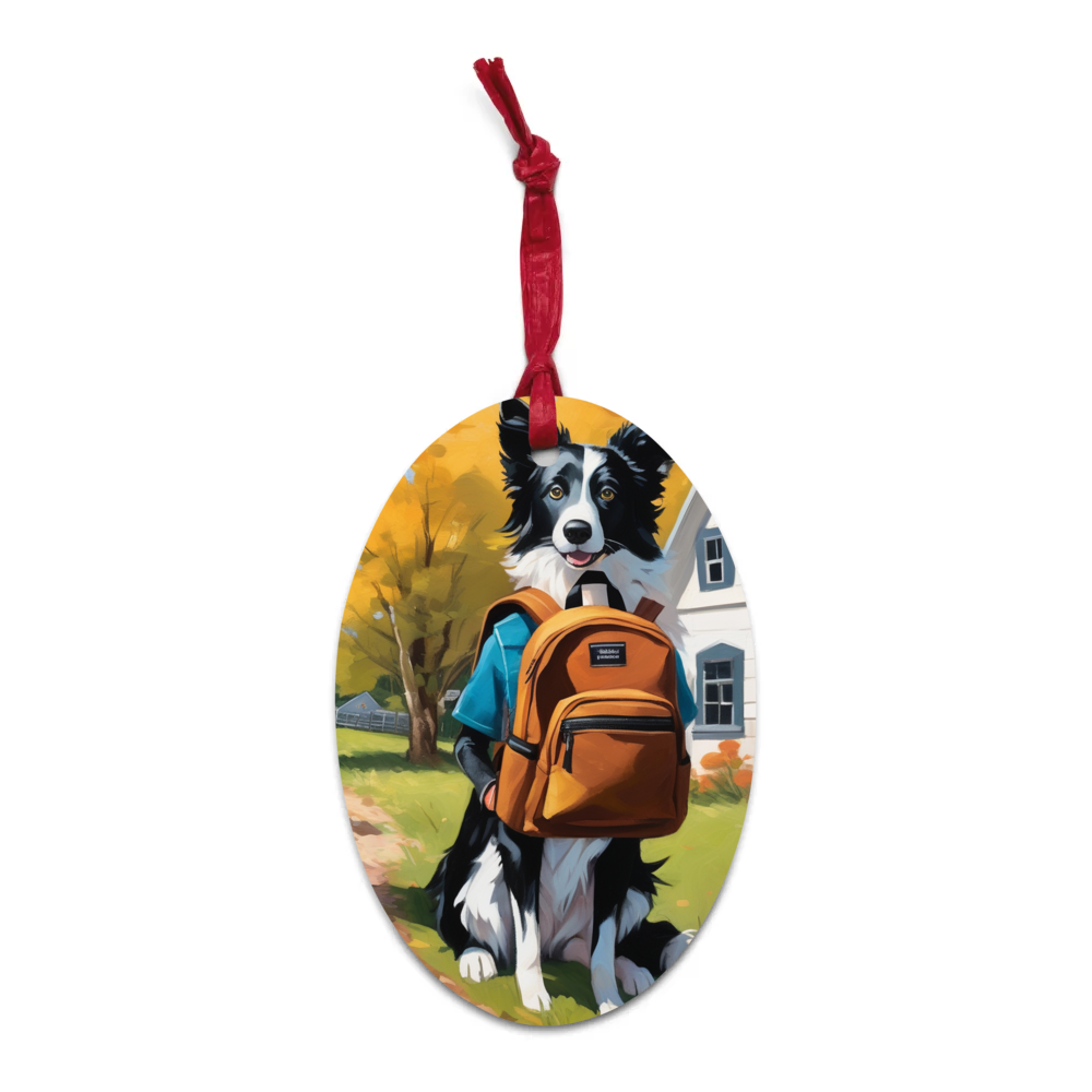PugMug Custom Border Collie Wooden Ornament