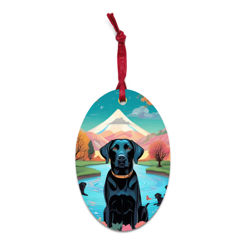 PugMug Custom Black Labrador Retriever Wooden Ornament