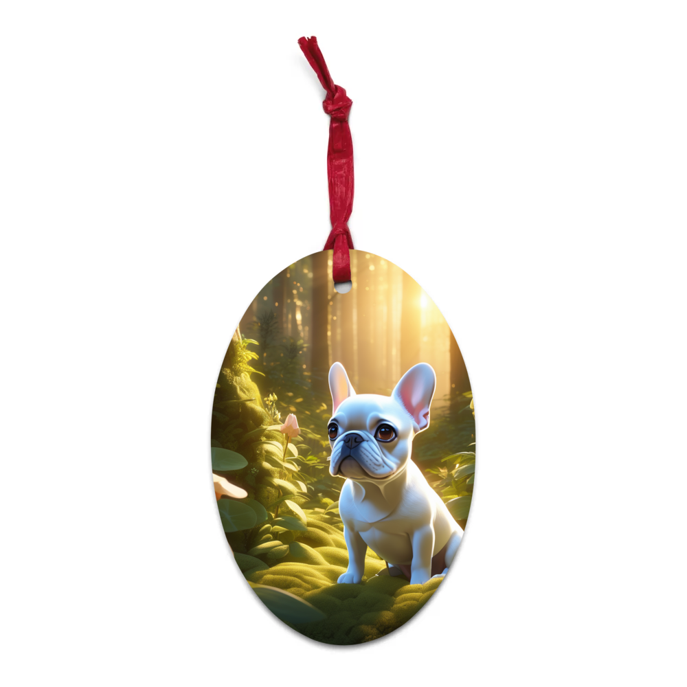 PugMug Custom White French Bulldog Wooden Ornament