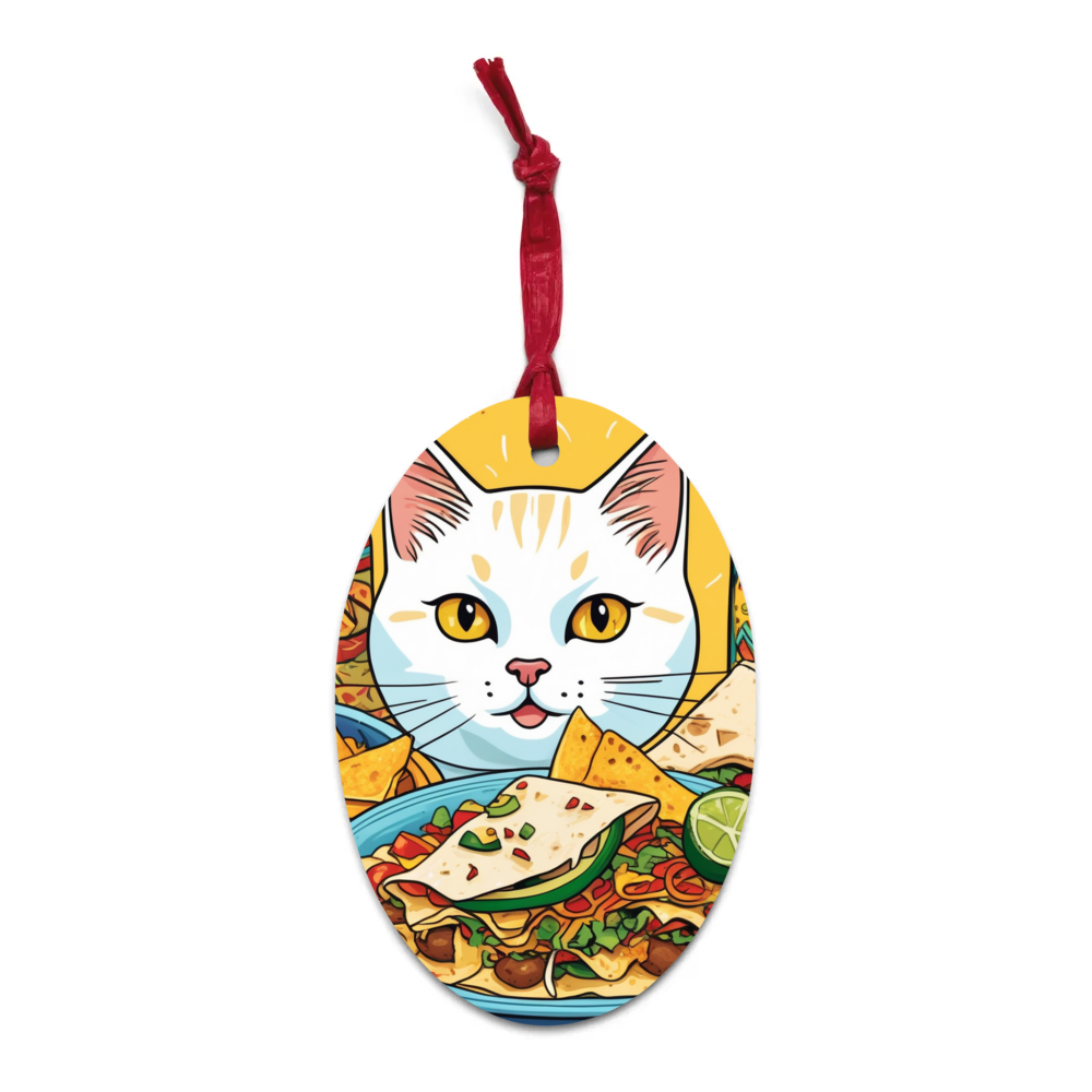 PugMug Custom White Companion Cat Wooden Ornament