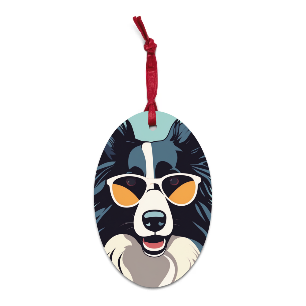 PugMug Custom Border Collie Wooden Ornament