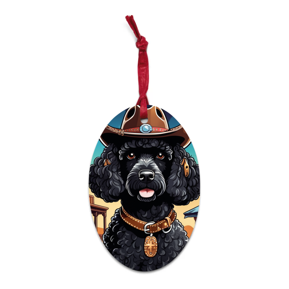 PugMug Custom Black Poodle Wooden Ornament