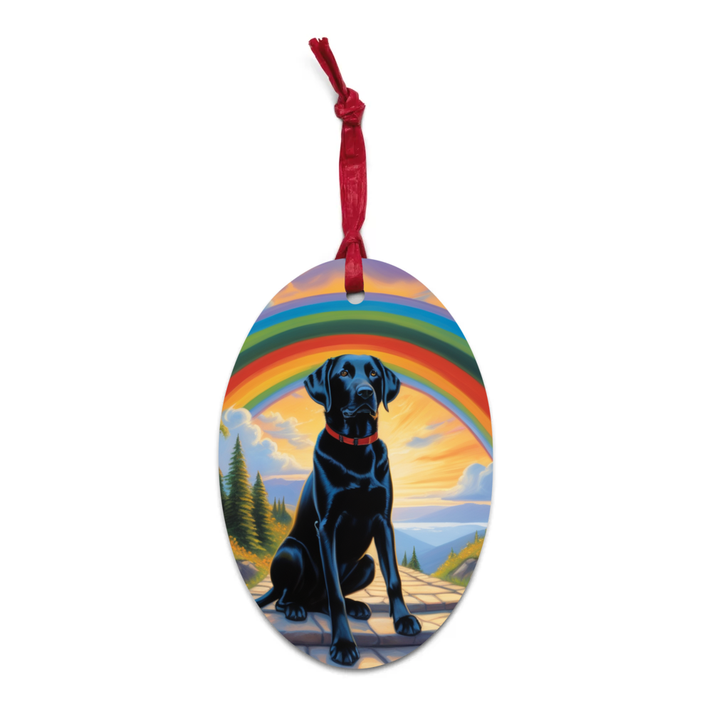 PugMug Custom Black Labrador Retriever Wooden Ornament