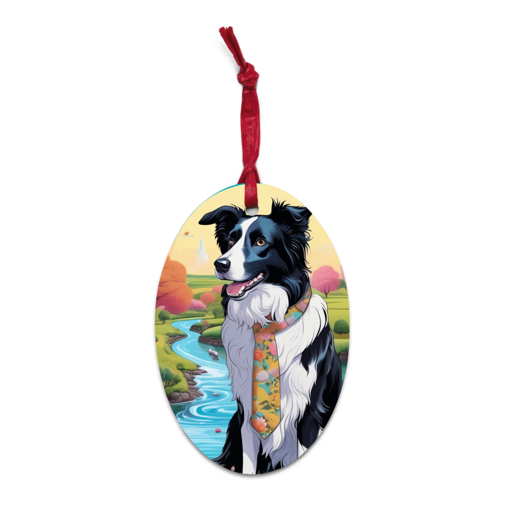 PugMug Custom Border Collie Wooden Ornament