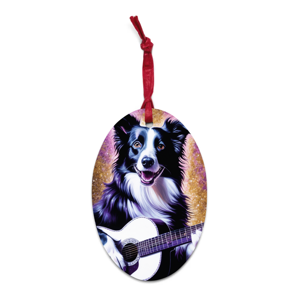 PugMug Custom Border Collie Wooden Ornament