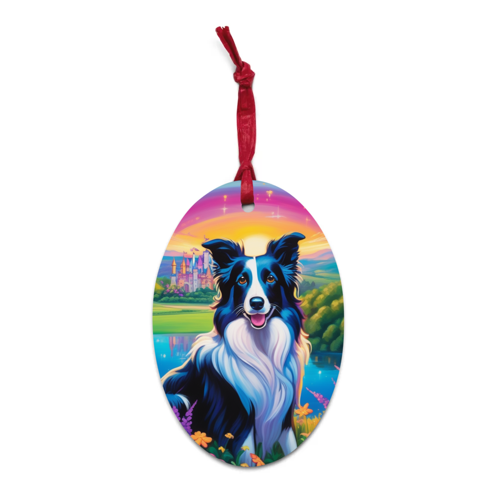 PugMug Custom Border Collie Wooden Ornament